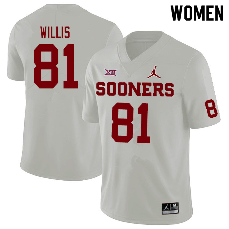 Jordan Brand Women #81 Brayden Willis Oklahoma Sooners College Football Jerseys Sale-White - Click Image to Close